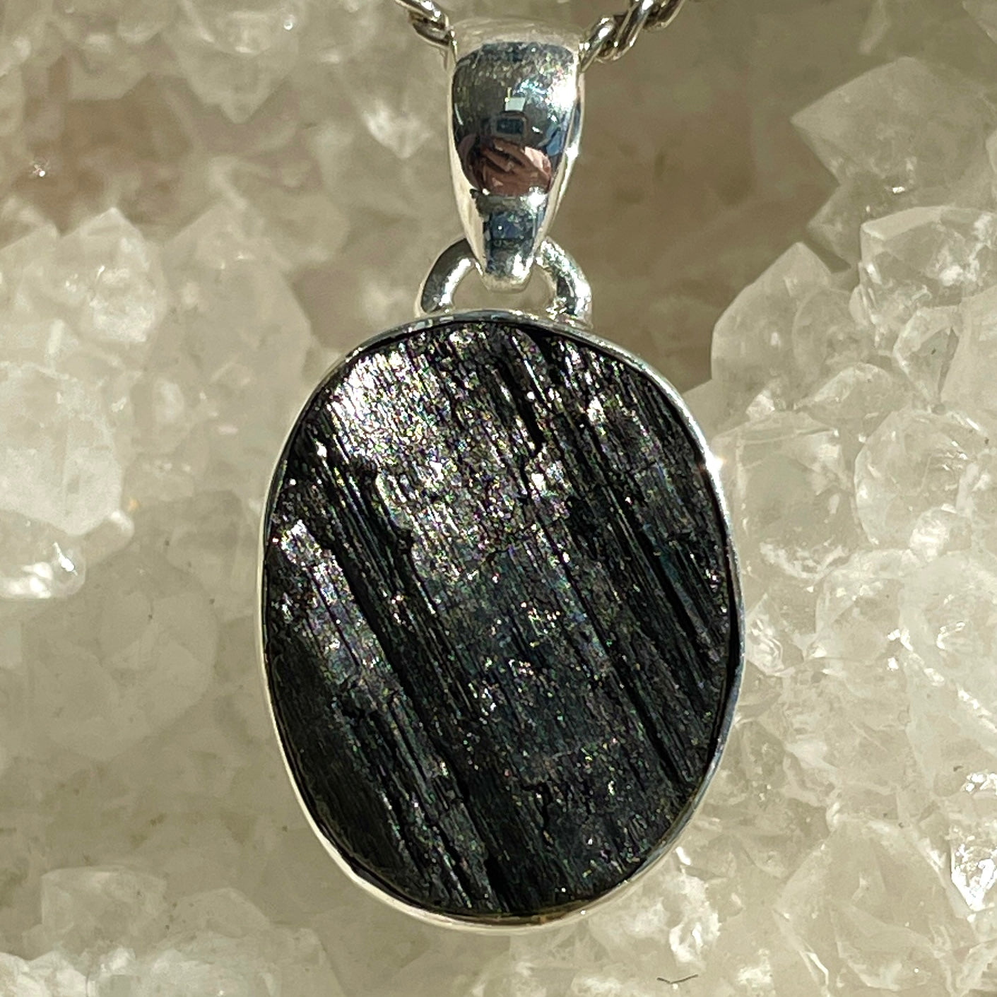 Black Tourmaline Silver Pendant - SP112 Black Tourmaline Silver Pendant - SP112